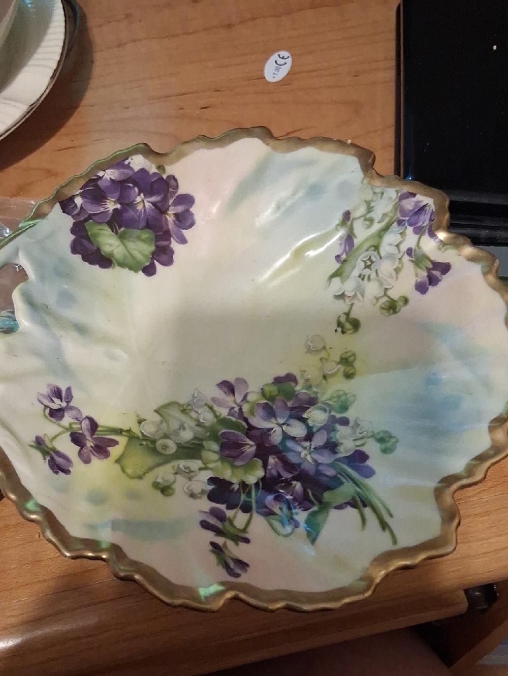Hand-Painted Floral Decorative Bowl - Purple Lavender